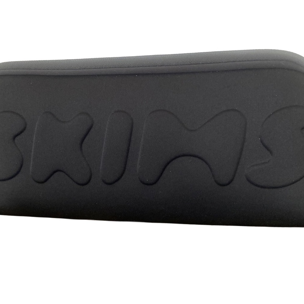 Skims Black Neoprene Medium Zip  Pouch Bag Raised Logo NWT